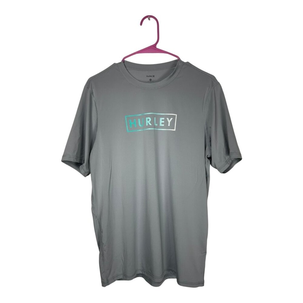 Hurley Mens Grey Short Sleeve Logo Graphic T-Shirt Size M